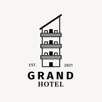 Editable hotel logo psd business corporate identity with grand hotel text