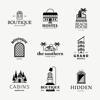 Hotel logo vector black business corporate identity set