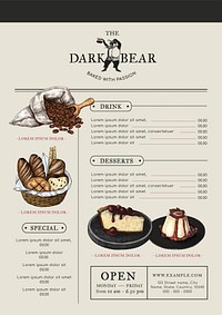 Editable cafe menu template vector corporate identity design