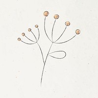 Minimal doodle flower psd on beige background