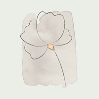 Doodle flower psd with gray brush stroke background