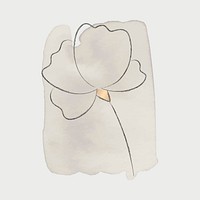Doodle flower vector with gray brush stroke background