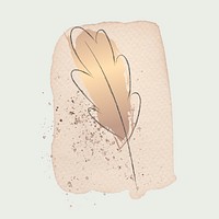 Doodle leaf psd with beige brush stroke background