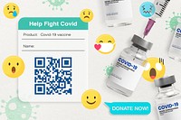 COVID-19 vaccine online donation psd QR code payment social campaign