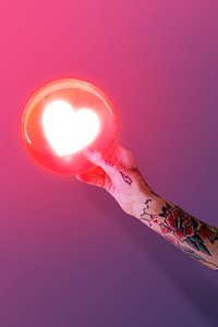 Person holding heart emoticon psd social media reaction remix
