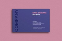 Simple business card mockup vector in purple tone