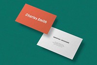 Simple business card mockup vector in orange and white with front and rear view