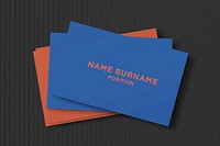 Simple business card mockup vector in blue and orange with front and rear view