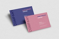 Simple business card mockup vector in pink and purple with front and rear view