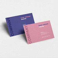 Luxury business card mockup psd in pink tone with front and rear view