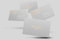 Business card mockup psd in gray with front and rear view