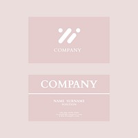 Business card template psd in pink tone flatlay
