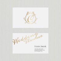 Luxury business card template vector in gold tone with front and rear view