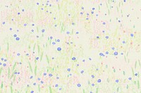 Sketched flower field vector background bird eye view social media banner