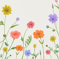 Summer floral graphic psd background in cheerful colors social media post