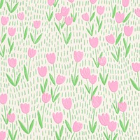 Pink tulip field psd background line art social media post
