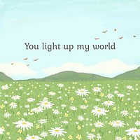 Editable cute quote template vector with you light up my world text