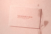 Card mockup psd on a pink concrete