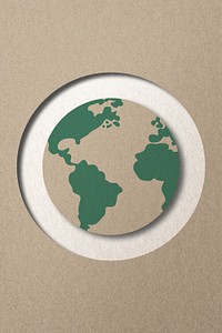 Brown paper globe psd world environment with growing leaves graphic