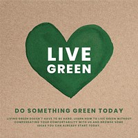 Green heart vector template inside eco-friendly torn kraft paperboard