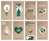 Save the planet templates vector for world environment day campaign set