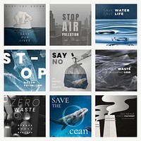 Save the planet templates vector for world environment day campaign set