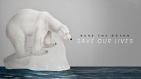 Save the ocean template psd polar bear climate change campaign social media post