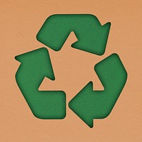 Green recycling symbol psd on orange background