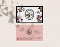 Editable business card template psd in pink luxury and vintage style
