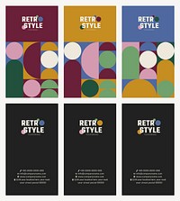 Business card template vector retro style set