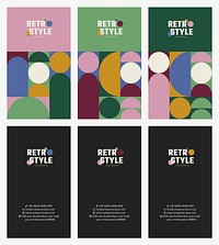 Editable business card template vector retro style for fashion and beauty brands set