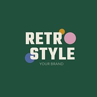 Green badge logo psd in retro style for business branding