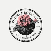 Vintage rose business badge psd for organic beauty brand