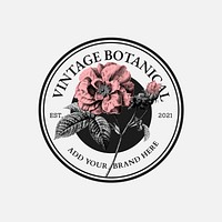 Vintage rose business badge vector for organic beauty brand