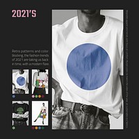 Editable social media template vector in retro style for fashion brands