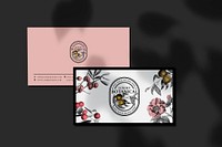 Editable business card template psd in pink luxury and vintage style