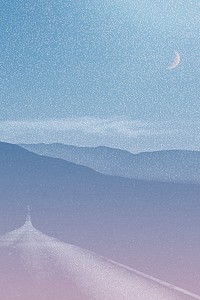 Creative background of mountain range with sky full of stars and crescent moon