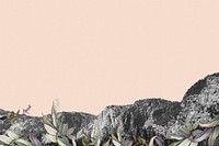 Creative background psd of botanical border on mountain range design space