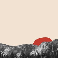 Abstract background psd of minimal mountain range and sun remixed media design space