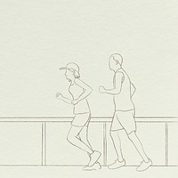 Runners background psd simple line drawing