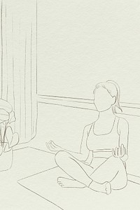 Yoga background psd simple line drawing