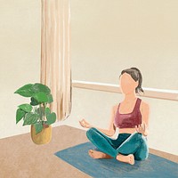 Yoga and relaxation background psd color pencil illustration