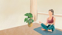 Yoga and relaxation psd wallpaper color pencil illustration