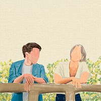 Couple in love background psd color pencil illustration