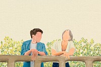 Couple in love background psd color pencil illustration