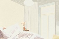 Bedroom background psd color pencil illustration
