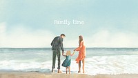 Family time editable template psd color pencil illustration