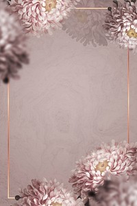 Wedding frame psd with aster border on beige background