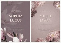 Editable cards templates psd floral wedding invitation