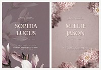 Editable card templates vector floral wedding invitation